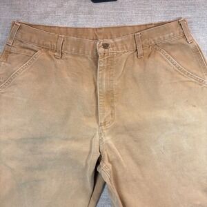 Vintage Carhartt B11 BRN Washed Duck Work Dungaree Pant Men 36x32 Distressed Tan